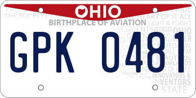 OH license plate GPK0481