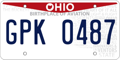 OH license plate GPK0487