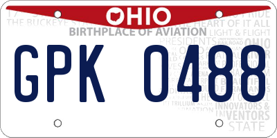 OH license plate GPK0488