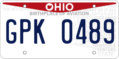 OH license plate GPK0489