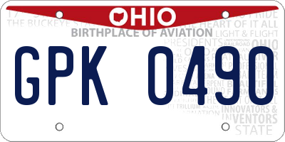 OH license plate GPK0490