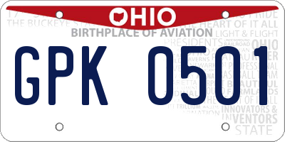 OH license plate GPK0501