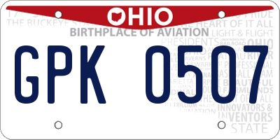 OH license plate GPK0507