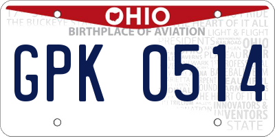 OH license plate GPK0514