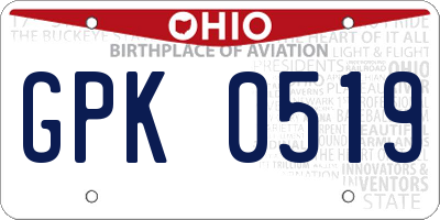 OH license plate GPK0519