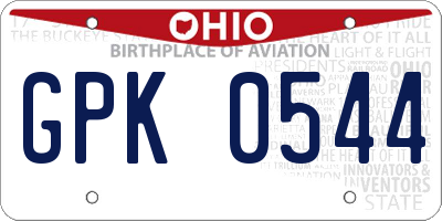 OH license plate GPK0544