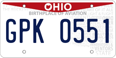OH license plate GPK0551