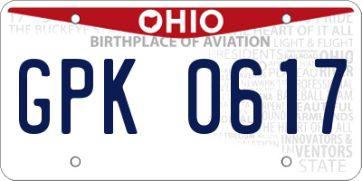 OH license plate GPK0617