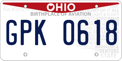 OH license plate GPK0618