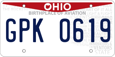 OH license plate GPK0619
