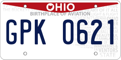 OH license plate GPK0621