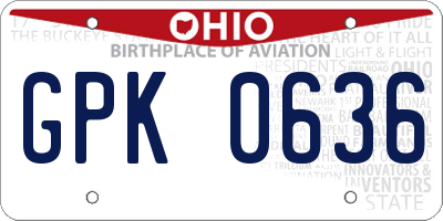 OH license plate GPK0636