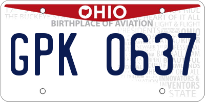 OH license plate GPK0637