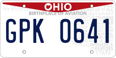 OH license plate GPK0641