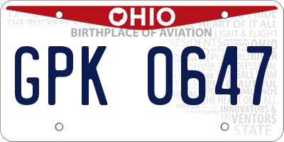OH license plate GPK0647
