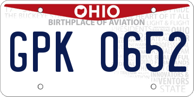 OH license plate GPK0652