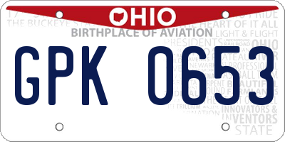 OH license plate GPK0653