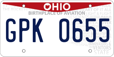 OH license plate GPK0655