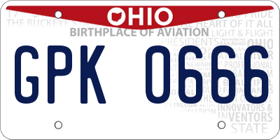 OH license plate GPK0666