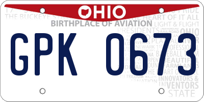 OH license plate GPK0673