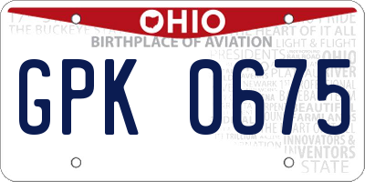 OH license plate GPK0675