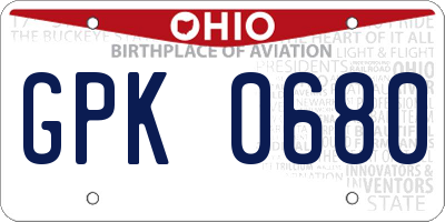 OH license plate GPK0680