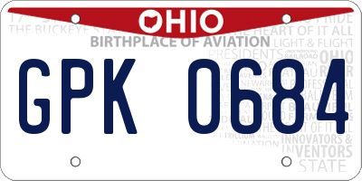 OH license plate GPK0684