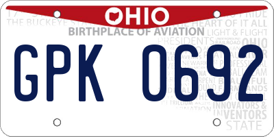 OH license plate GPK0692
