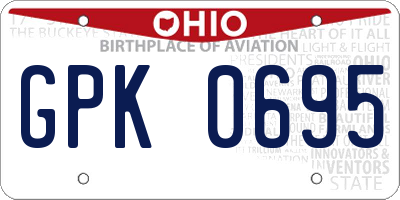 OH license plate GPK0695