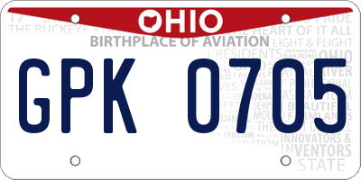 OH license plate GPK0705