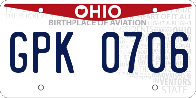 OH license plate GPK0706