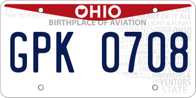 OH license plate GPK0708