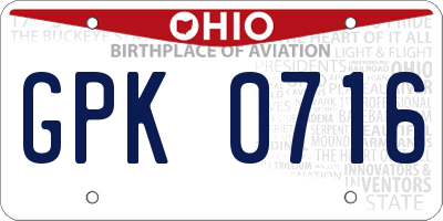 OH license plate GPK0716