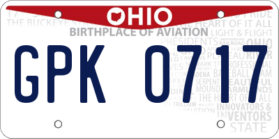 OH license plate GPK0717