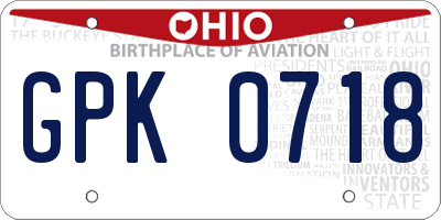 OH license plate GPK0718