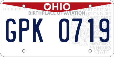 OH license plate GPK0719