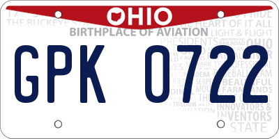 OH license plate GPK0722