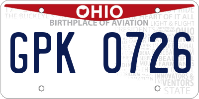 OH license plate GPK0726