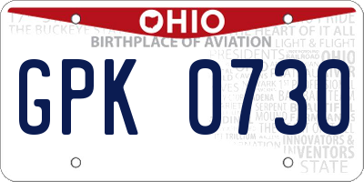 OH license plate GPK0730
