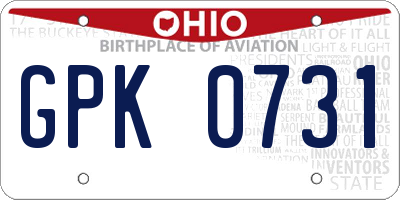 OH license plate GPK0731