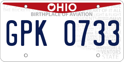 OH license plate GPK0733