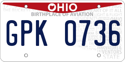 OH license plate GPK0736