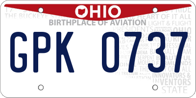 OH license plate GPK0737