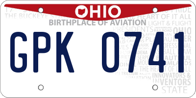 OH license plate GPK0741