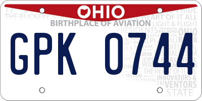 OH license plate GPK0744