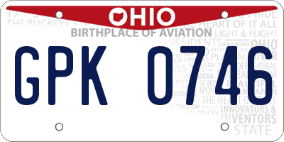 OH license plate GPK0746