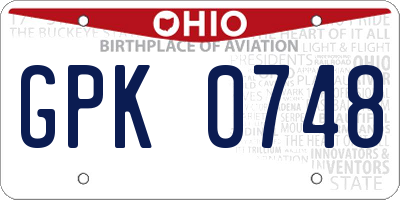 OH license plate GPK0748