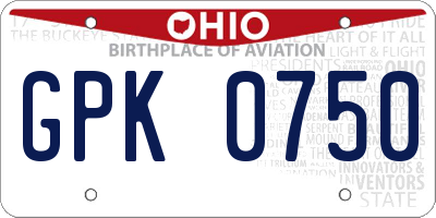 OH license plate GPK0750