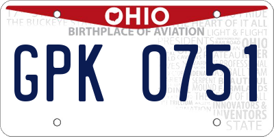 OH license plate GPK0751
