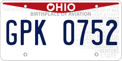 OH license plate GPK0752